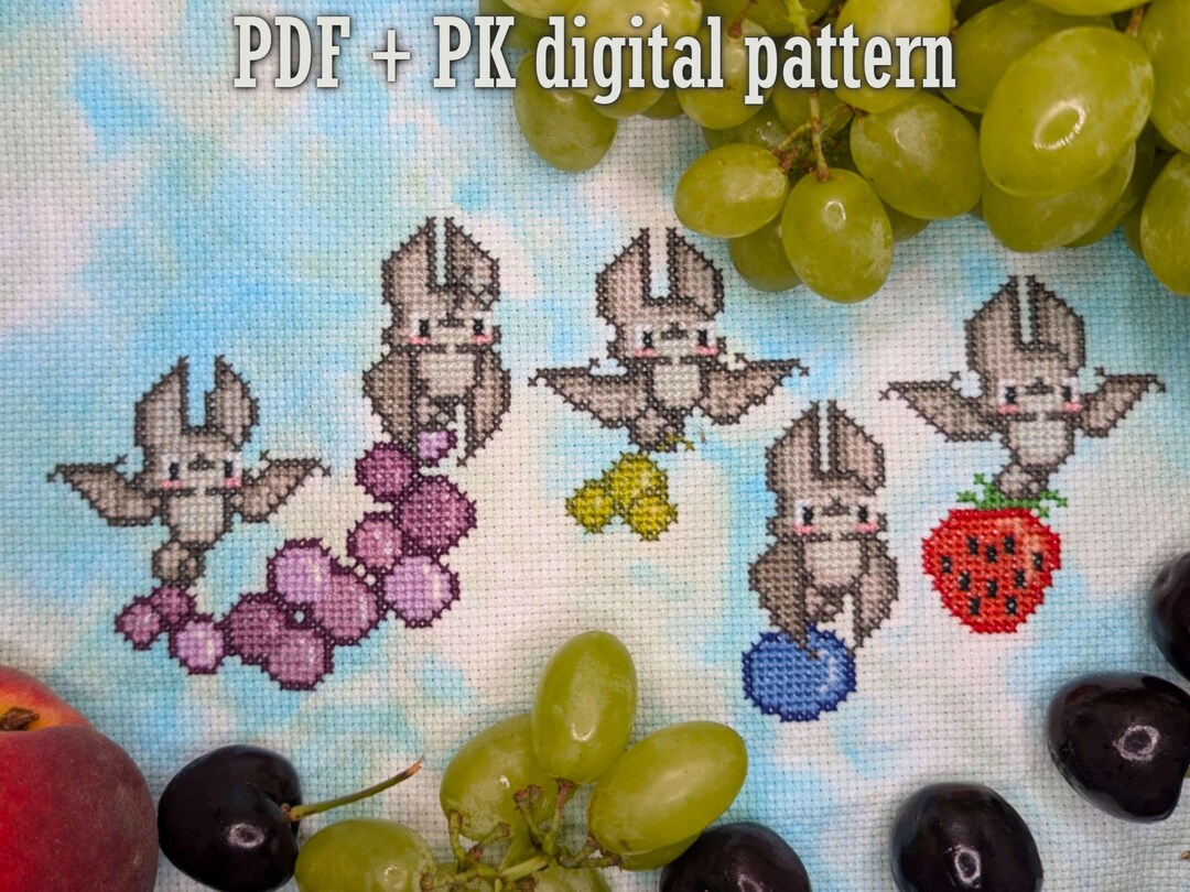 Tiny Fruit Bats Cross-stitch Pattern Digital PDF Summer Berries ...