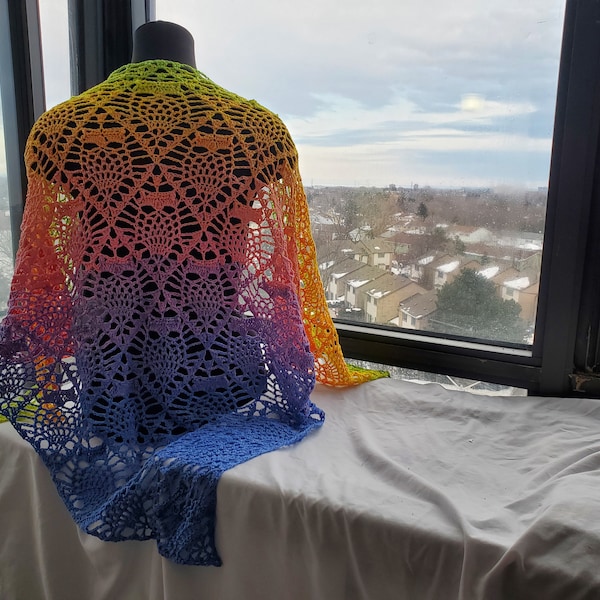 Neon Owl Parliament Eighties Vibe Hippie Crochet Lace Shawl