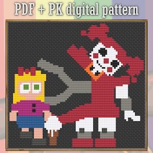 Mini-jeu FNAF de bébé du cirque Elizabeth Afton, ramassage des motifs pixel art, point de croix