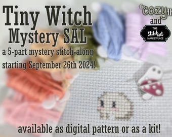 Tiny Witch Mystery SAL Cross Stitch Stitch-a-long Digital PDF XStitch Pattern Witchy Cozy Spooky Magical