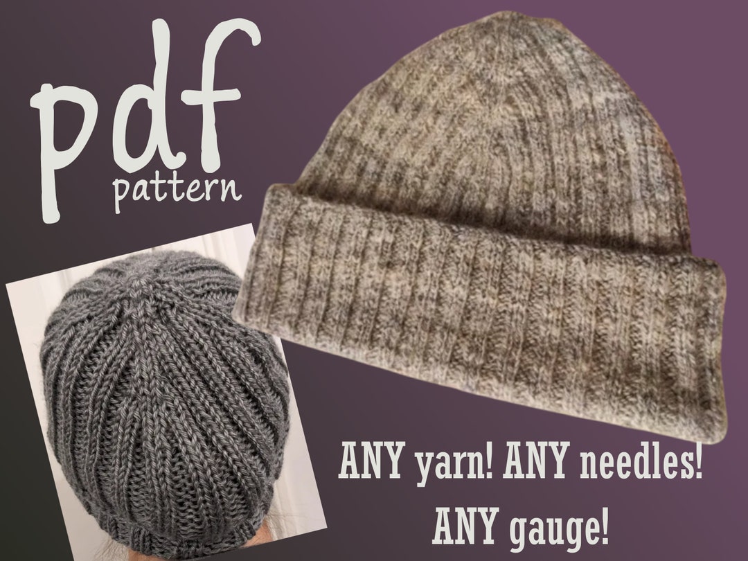 Knitting Pattern - Ribbed Top-down No-swatch Hat, Use Any Yarn, Child ...