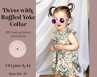 Dress with Ruffled Yoke for Baby Toddler PDF Pattern | US Letter Size and A4 | Digital Sewing Pattern | Sewing Instructions Included | 3M-2T