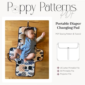 Portable Diaper Changing Pad PDF Sewing Pattern | US Letter | A4 | Projector File | Digital Sewing Pattern | with Sewing Instructions