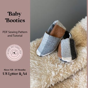 Patrón de costura en PDF para zapatitos de bebé, de 0 a 18 meses, tamaño carta de EE. UU. y A4, patrón digital, instrucciones de costura incluidas