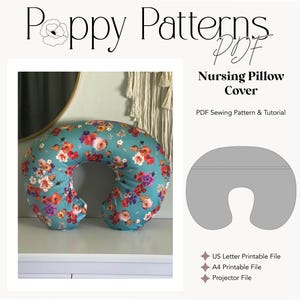 Original Nursing Pillow Cover Sewing Pattern: US Letter, A4, Projector File (PDF Download) Tutorial Included