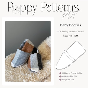 Baby Bootie PDF Sewing Pattern | 0-18 Months |US Letter Size | A4 | Projector File | Digital Pattern | Sewing Instructions Included