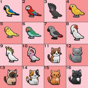 Shoe Charms Birds & Cats (16 options)