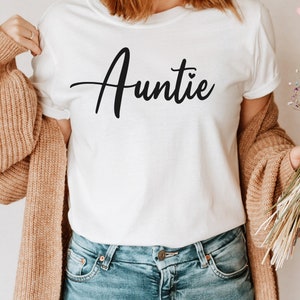 Auntie shirt auntie tshirt cute auntie tee gift for auntie pregnancy reveal to aunt cool aunt shirt aunt shirt new aunt to be plus sizes
