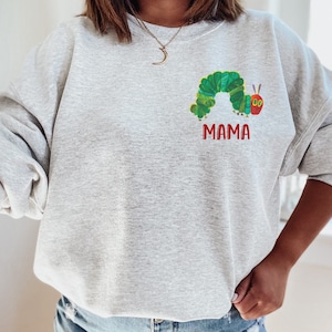 The very hungry caterpillar mama sweatshirt, hungry caterpillar custom sweater, custom mom gift, baby birthday theme, Childrens book sweater