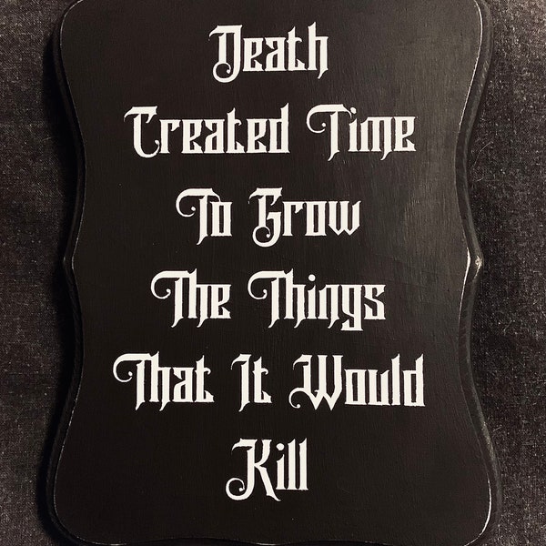 Death Created Time wooden sign, Gothic Decor, True Detective, Gallery Wall, Dark Decor