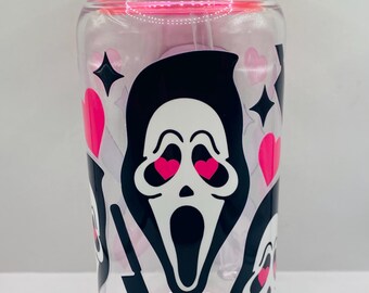 16oz plastic Tumbler - Ghostface hearts