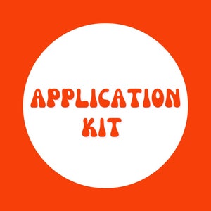 May include: White circle with the text "APPLICATION KIT" in red, against a red background.