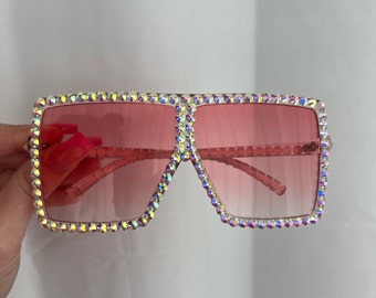 Square rhinestone sunglasses
