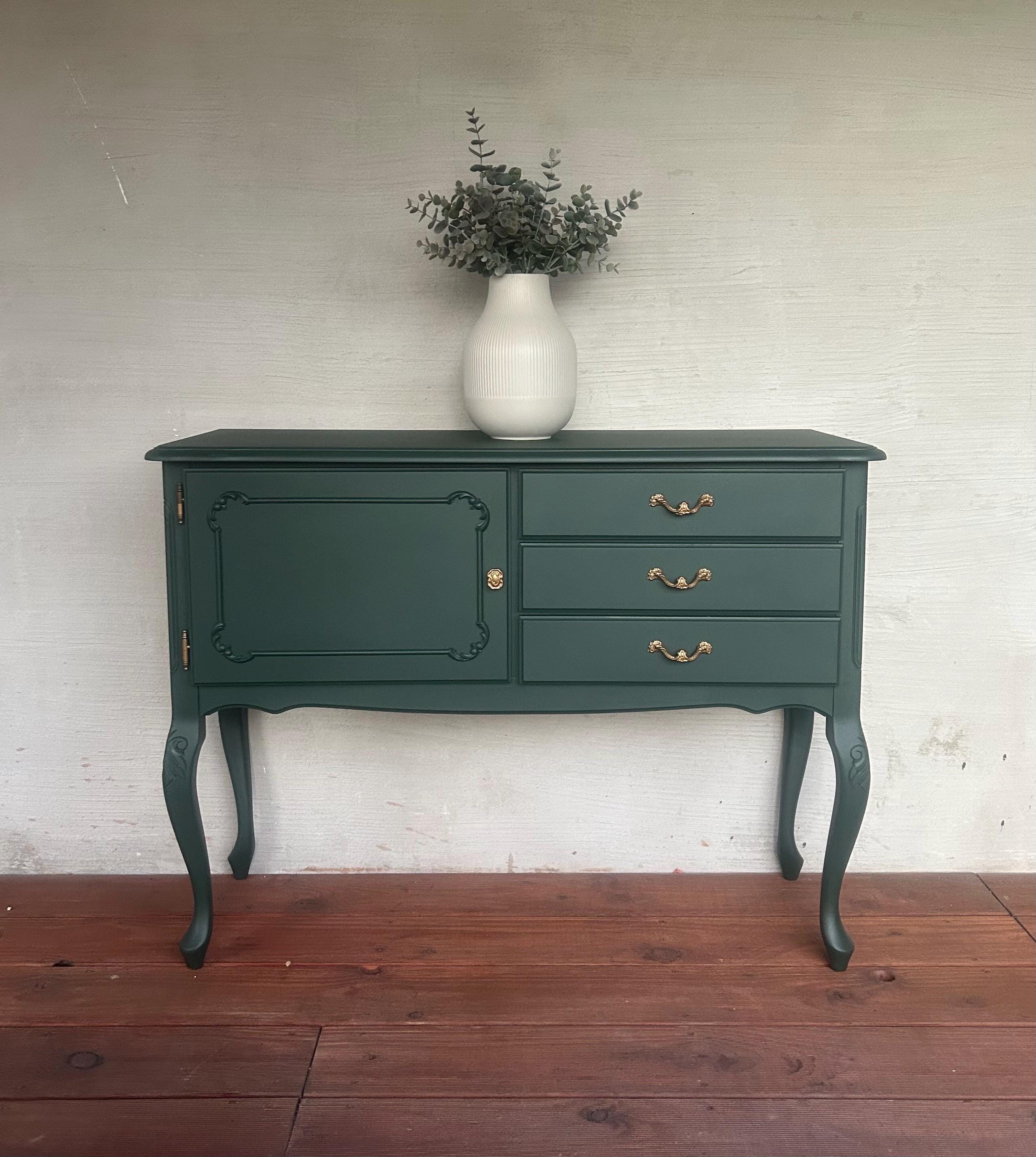 Grüne vintage kommode | Sideboard | mid century | grün | Beistelltisch mit Gold Akzenten| dunkelgrünes Sideboard