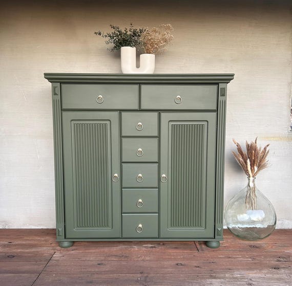 green dresser tall Manhattan Comfort Granville 3-Piece Tall Narrow Chest, Double Dresser Set  and Standard Dresser Set in Sage Green main image 1