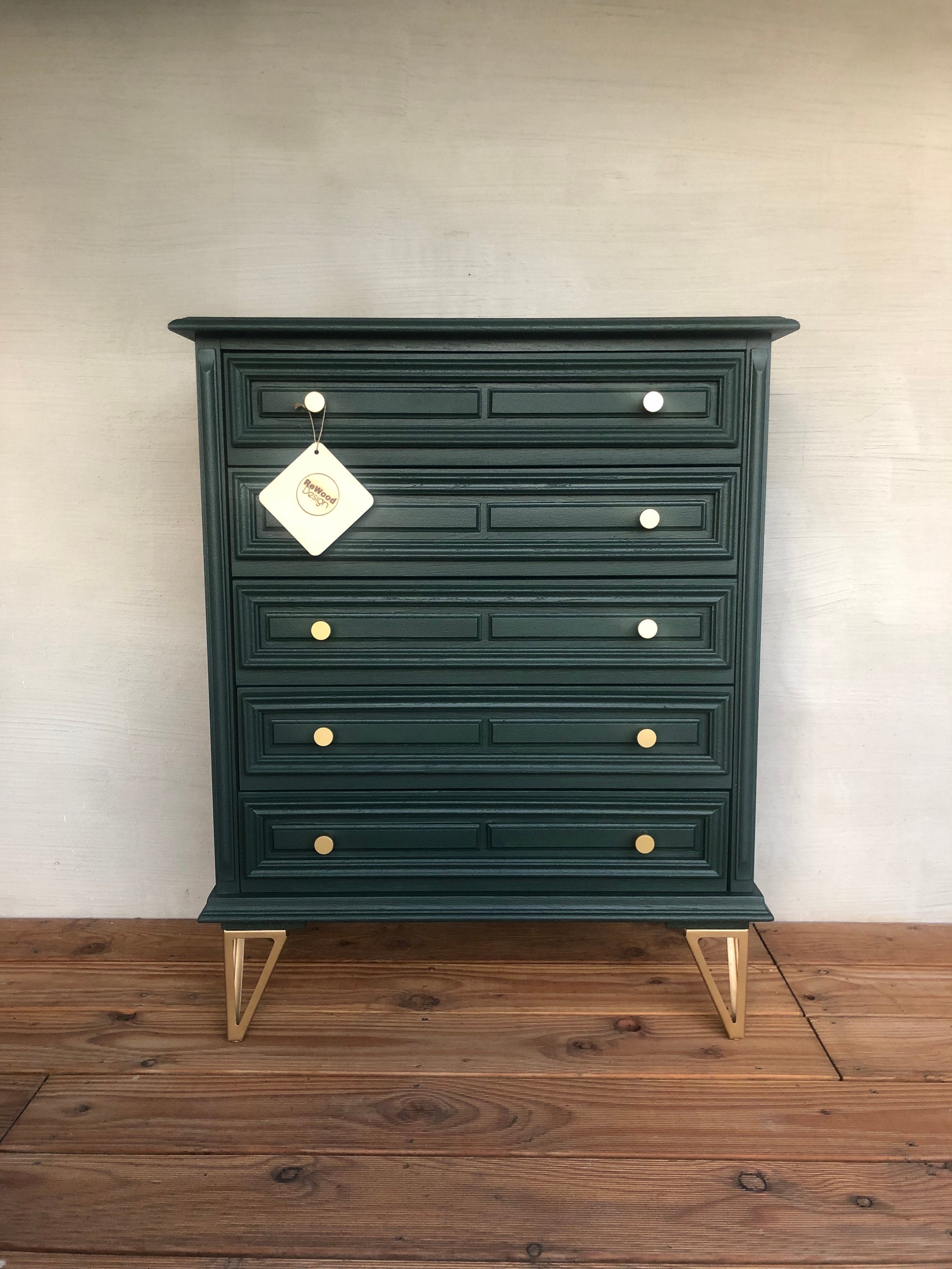 dark green dresser with gold handles Green Chest of Drawers With Gold Accents | Chest of Drawers With Drawers |  Deer Green Chest of Drawers | Unique | One-of-a-kind