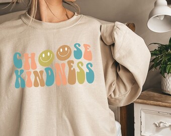 Choose Kindness Sweatshirts,Kindness Sweatshirt,Be Kind Crewneck,Choose Kindness T-shirts,Smiley Face,Trendy Shirt,Aesthetic Shirts,Positive
