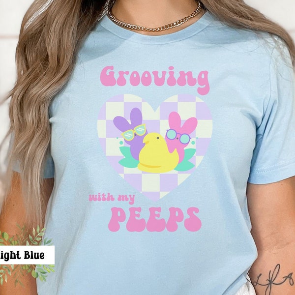 Grooving with my Peeps Shirts,Groovy Peep T-shirt,Chillen with my peeps shirt,Groovy Easter Shirts,Bunny Tee,Retro Easter Tshirt,Easter Gift