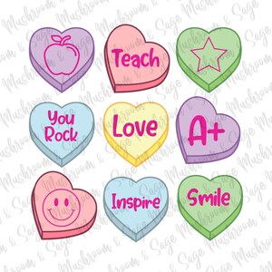 会話ハート バレンタインデー デジタルダウンロード、教師 バレンタインデー PNG SVG、肯定的な肯定の昇華、バレンタインのクリップアート