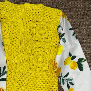 Lemon Blossom Cardigan - Crochet Design Pattern, PDF Pattern, Granny Square Cardigan(S-M-L-XL-XXL)