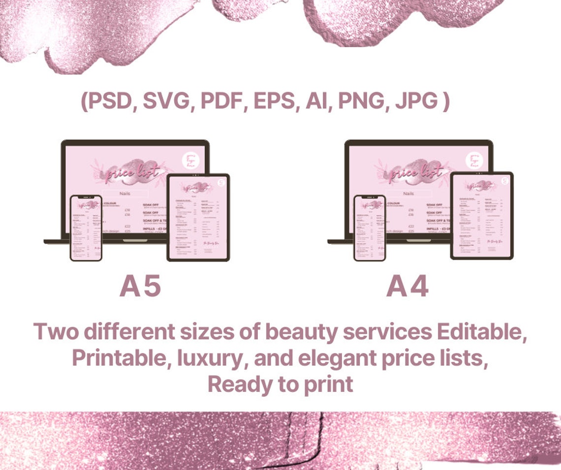 PRICE LIST Template Editable. Printable Pri Sheet, Price Guide, Hair ...