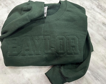 College embroidered sweatshirt- Baylor - forest green