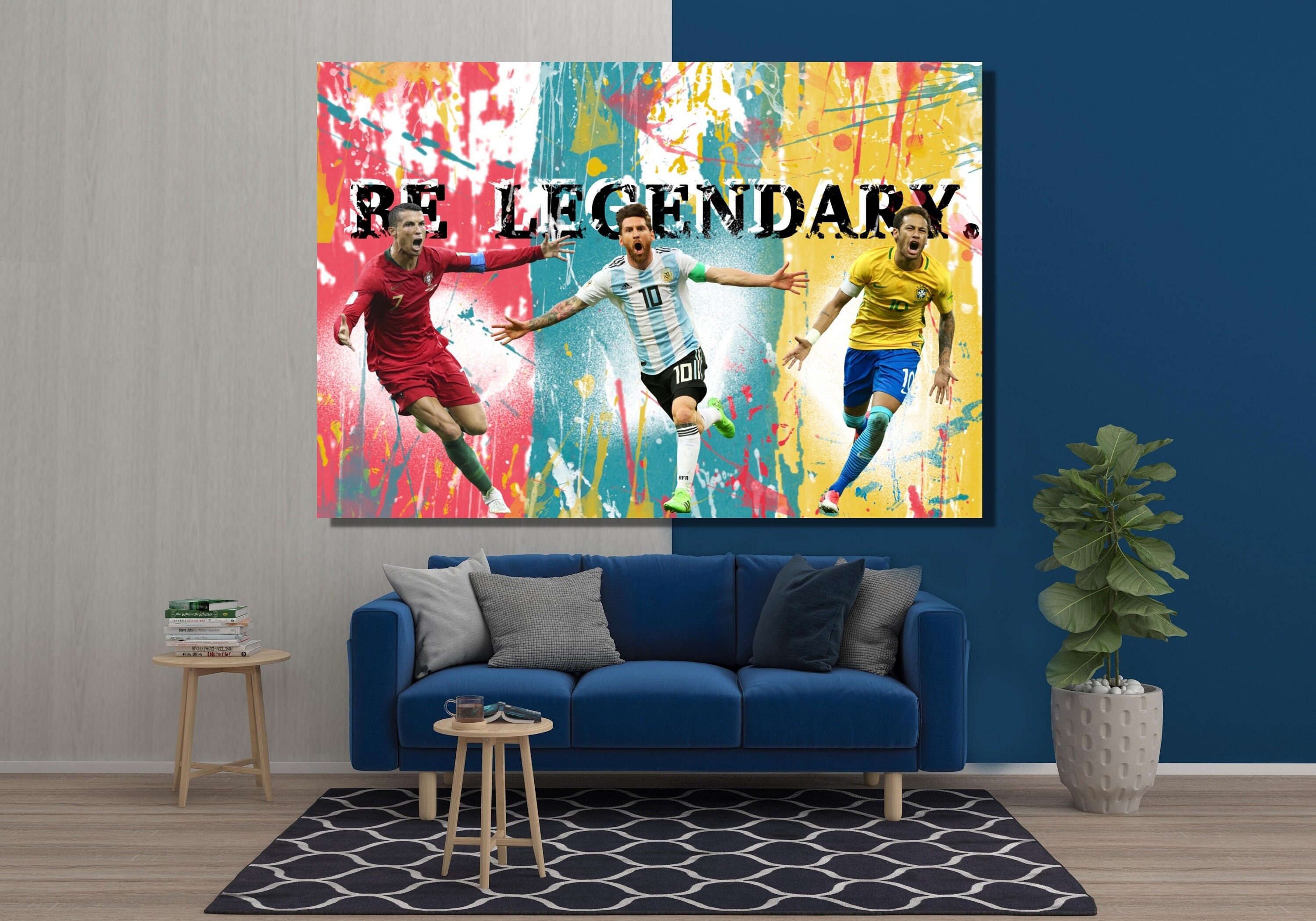 NITDODI Football Stars Cristiano Ronaldo and Lionel Messi Canvas Poster Art  Wall Decor (Unframed) 16in×24in(40cm×60cm) (Messi and Ronaldo)