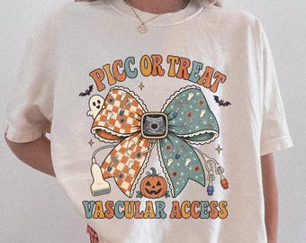 Vascular Access Nurse Shirt, PICC Nurse Halloween Tee, Comfort Colors Rn Gift, IV Therapy Nurse Shirt, PICC or Treat, Halloween Nursing Gift