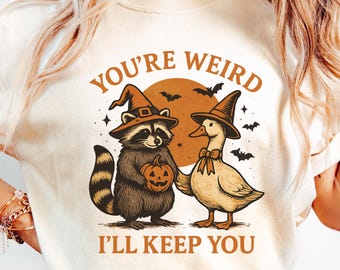 Goose and Raccoon  Halloween Comfort Colors® Shirt, Funny Goose Shirt, Goose Lover,  Funny Raccoon Shirt, Sassy Raccoon Tee, Washed Shirt