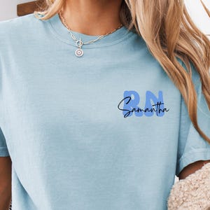 Custom RN Name Comfort Colors®  Shirt, Personalized Name, Pocket design Nurse Tee, Nursing School Shirt, Nurse Graduation Gift, Nurse Gift