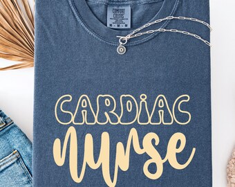 Cardiac Comfort Colors® Nurse Tee, Cardiologist Gifts, Cardiology Nurse Shirt, Gift for CVICU Nurse, Cardiovascular Nurse Gift, Cardiac ICU