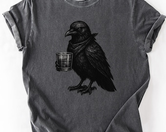 Vintage Raven Comfort Colors® Shirt, Gothic Raven Graphic Tee, Witchy Dark Academia, Raven Lover Gift, Birding Humor, Gift for Bird Watcher