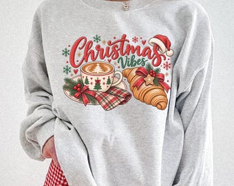 Christmas Coffee Sweatshirt, Christmas Latte Crewneck, Coffee Lover Gift, Cozy Holiday Sweater, Christmas Morning Shirt, Winter Coffee Gift