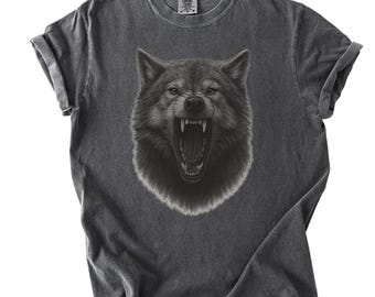 Wolf Vintage 90s Graphic Style Comfort Colors® Tshirt, Retro Howling Wolf Faded T-Shirt, Wolf Gift Rustic Wolves Top