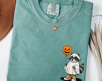 Ghost Raccoon Halloween Comfort Colors® Shirt, Spooky Season Raccoon Shirt, Retro Halloween, Halloween Shirt, Retro Ghost Tee, Fall Spooky