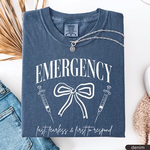 Comfort Colors® Er Nurse Shirt,Emergency Department Shirt,Emergency Nurse Gift,Gift For Er Nurse,ER Department Shirt,ER Bow Nurse Tee