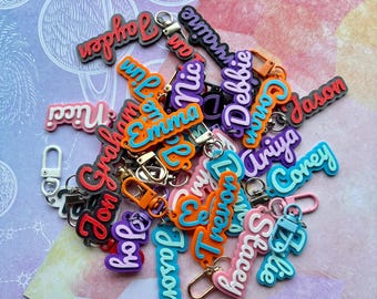 Personalised Name Keyrings – Custom Printed Bag Tags & Gifts