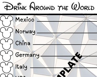 EPCOT Drink Around the World Passport Editable Template Instant ...