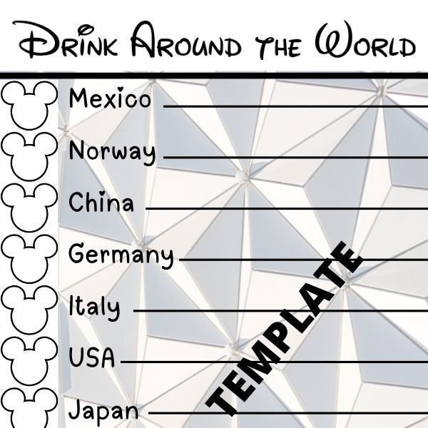 DISNEY EPCOT PASSPORT drink around the world card