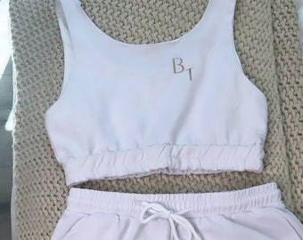 Bride short set | Bride sweat outfit | Bachelorette Plane Outfit | Bachelorette Party Gifts | Wedding party matching sweats | Bride gifts