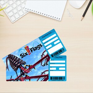 Printable SIX FLAGS Surprise Gift Ticket. Boarding Pass. Trip Ticket ...