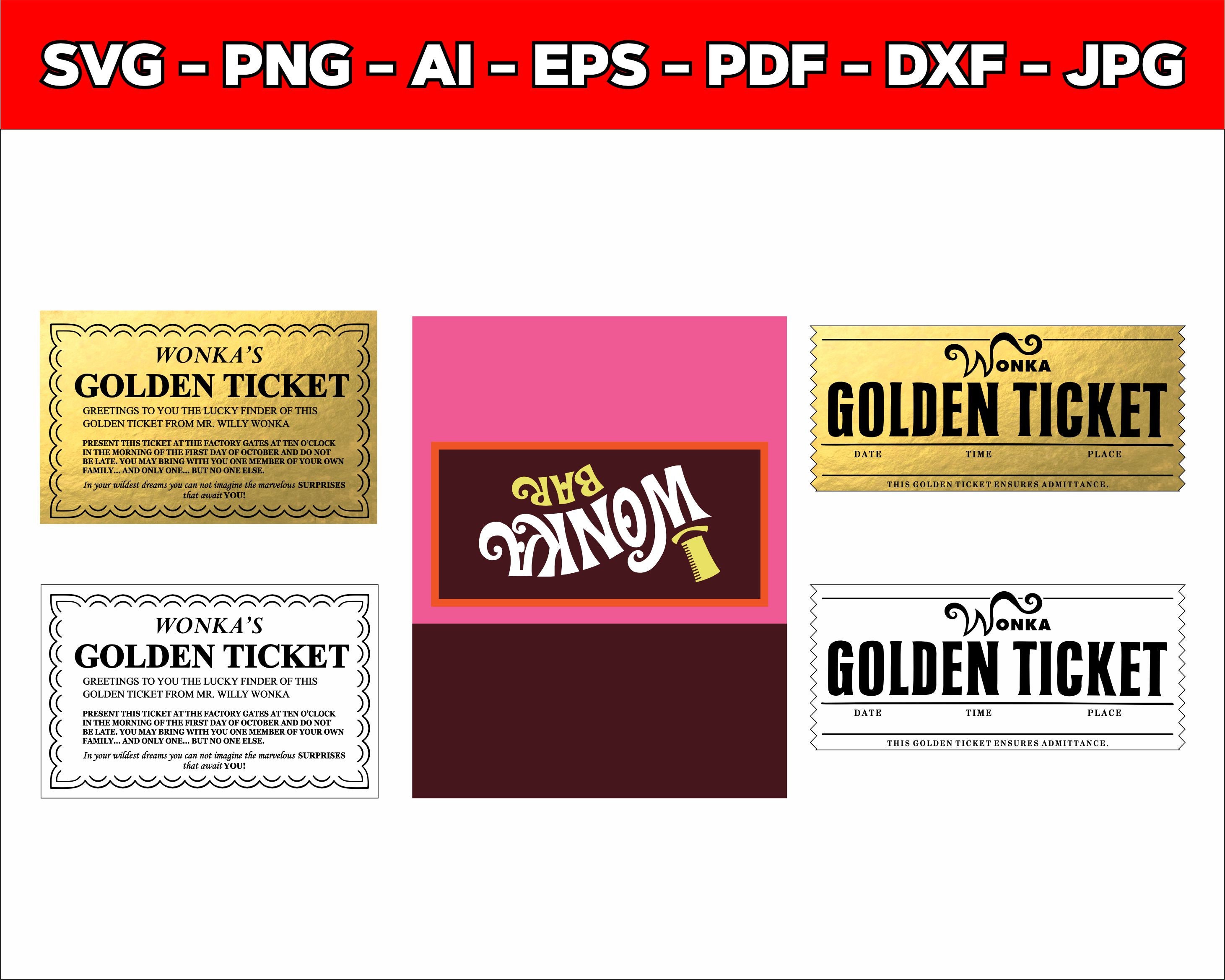 Wonka Bar Svg Ticket Golden Ticket Editable Template DIY Etsy