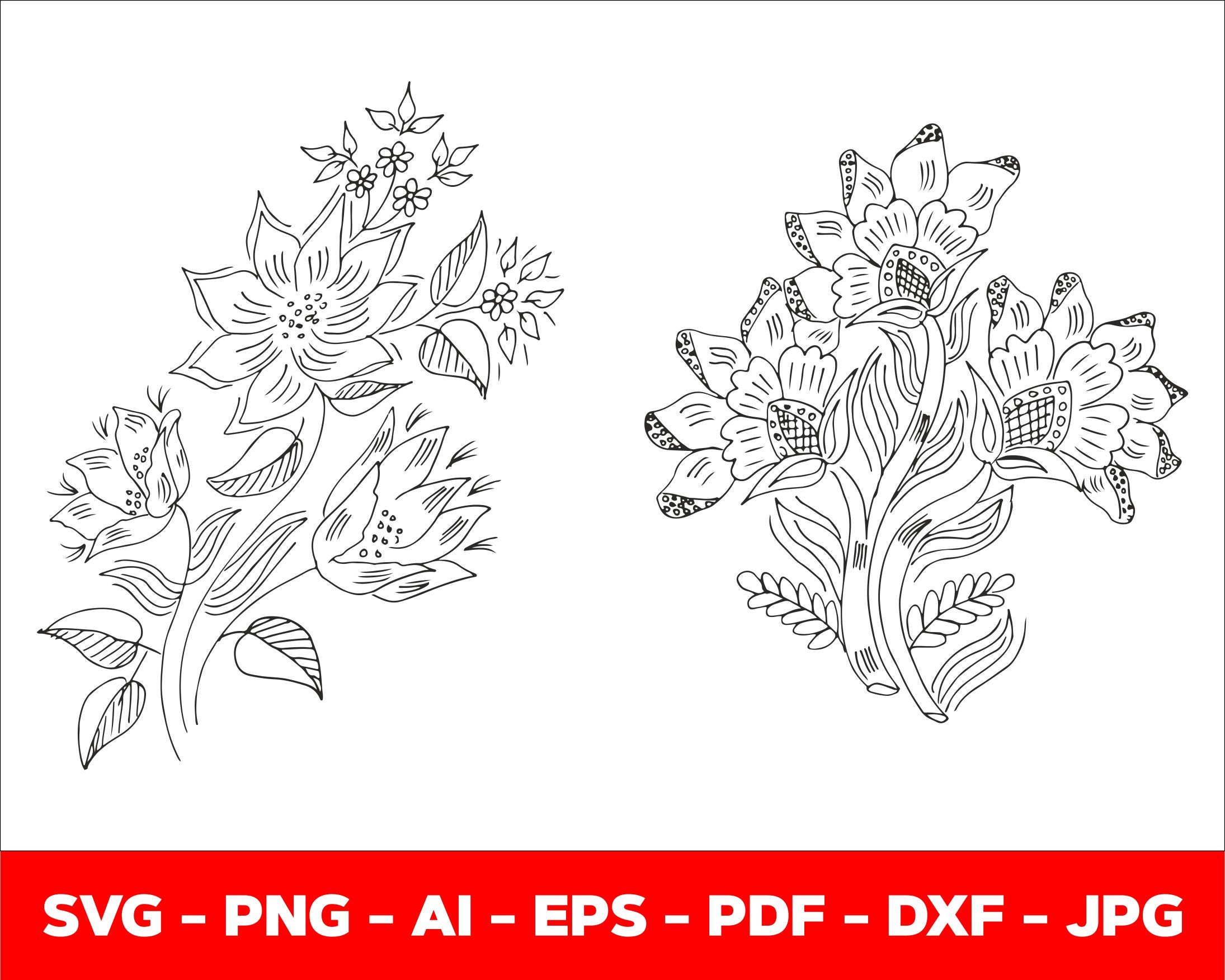 Wildflowers Svg Floral Svg Wild Flower Svg Flower Sketch Etsy