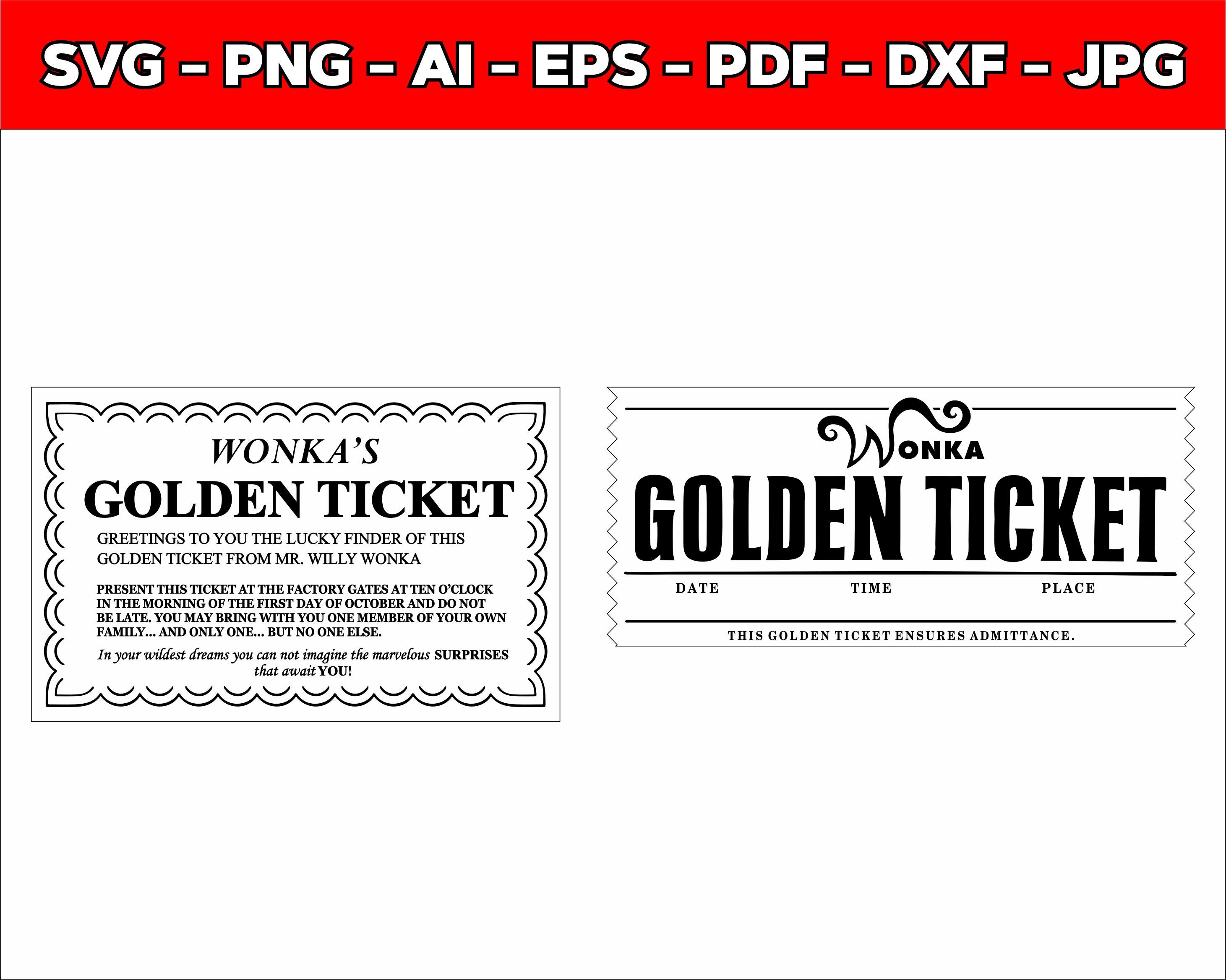 Wonka Bar Svg Ticket Golden Ticket Editable Template DIY Etsy UK
