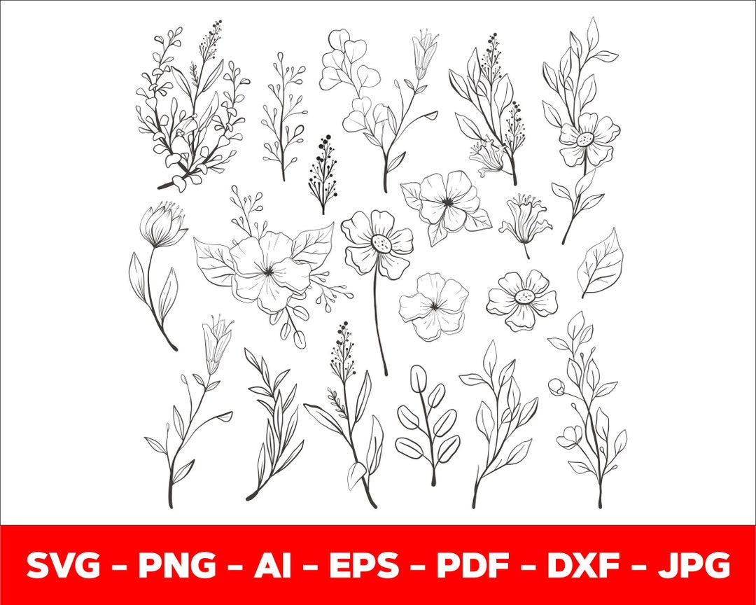 Flower Svg Bundle Floral Svg Flower Desingsvg Hand Drawing Svg Floral ...