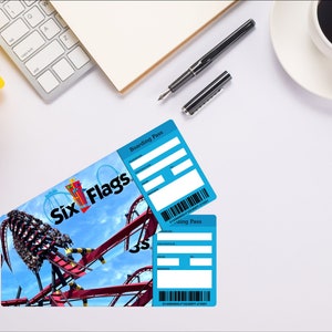 Printable SIX FLAGS Surprise Gift Ticket. Boarding Pass. Trip Ticket ...