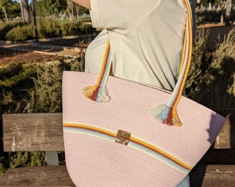 Wicker basket bag Beach bag  cottonbag French basket bag Linen tote bag canvas bag bucket bag straw bag rope basket shopping market bag