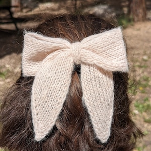 Bow for hair, bow on clip, hair style, bow for girl, cute hairbow, big bow, hair accessories, bow hairpin, knitted bow,perfect gift for her
