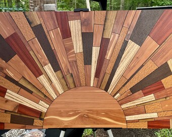 Art Piece - Sun Rays in Wood - Exotic Wood Veneers - 36"x24"