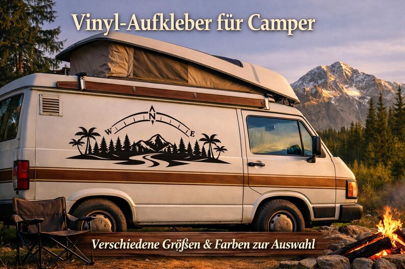 Vinyl sticker Compass Adventure for motorhome, caravan, caravan, van, made from ORACAL 951 premium vinyl image 12